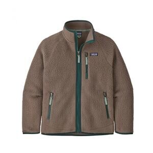 Patagonia Kids Retro Pile Boys M 10 Sherpa Fleece Full Zip Jacket Topsoil Brown